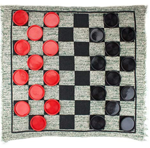 floor checkerboard with red and black checkers