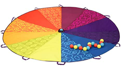 parachute with colored balls